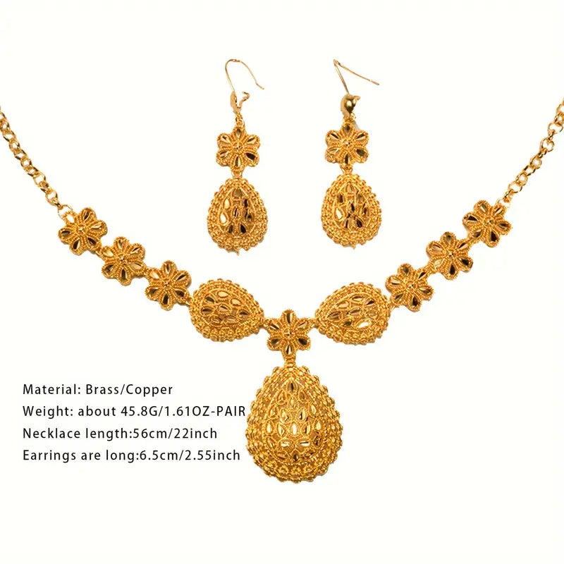 Ear Cuff + Necklace, 24K Golden-Plated Exquisite Jewelry Set with Luxurious Tassel Design
