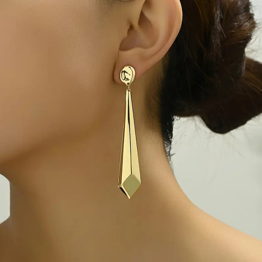 1 Pair Stylish Gothic Long Drop Earrings Golden Sword Shape Alloy Dangle Earrings Banquet Party Jewelry Ear Ornaments For Women