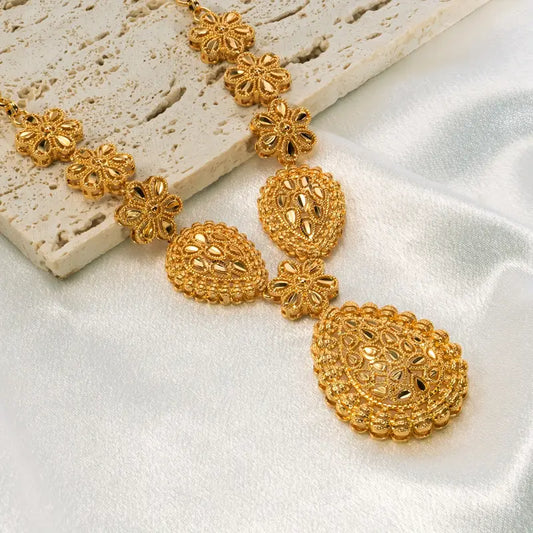 Ear Cuff + Necklace, 24K Golden-Plated Exquisite Jewelry Set with Luxurious Tassel Design